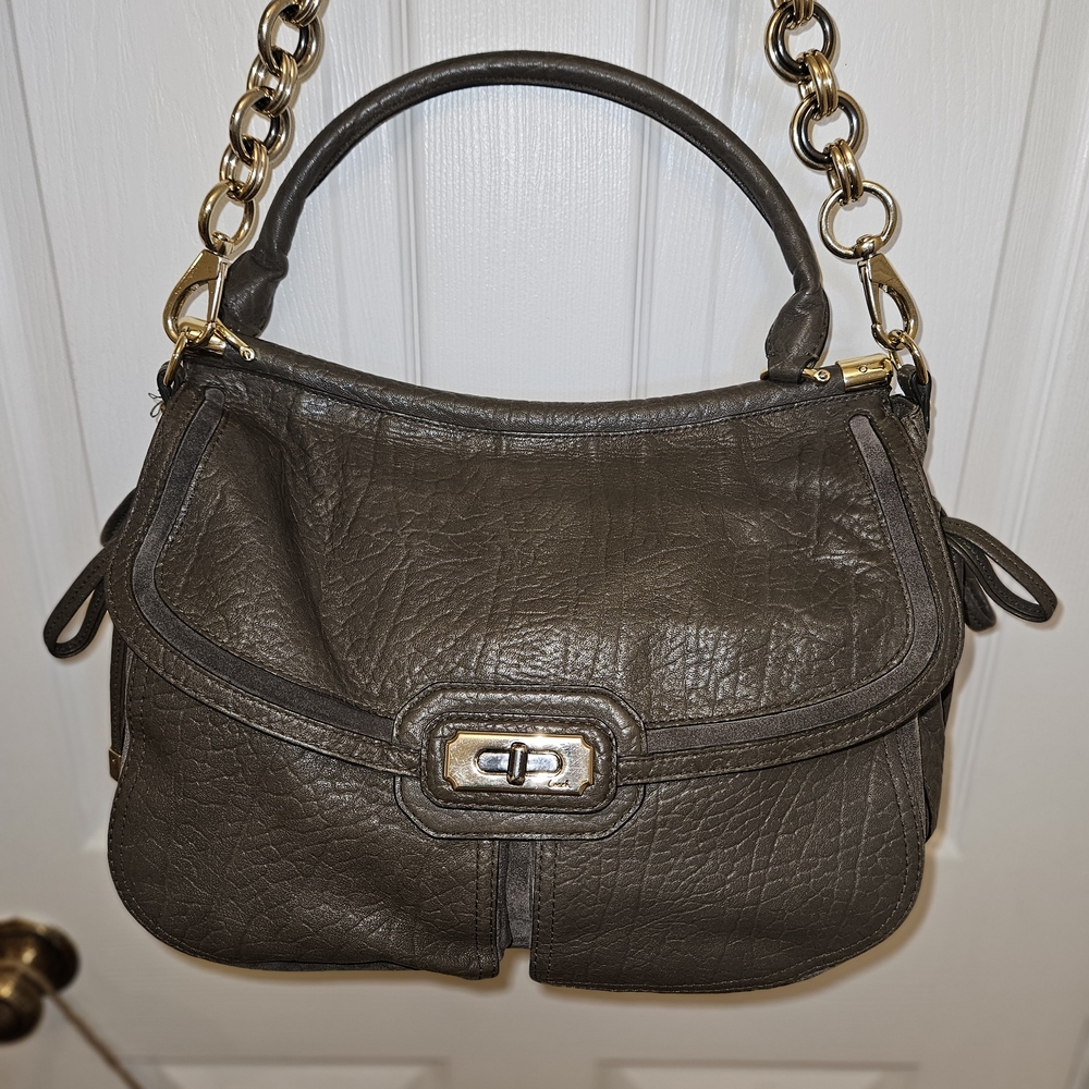 Brown/Gray Coach RARE HTF Buffalo CHELSEA crossbody leather & suede bag 2011